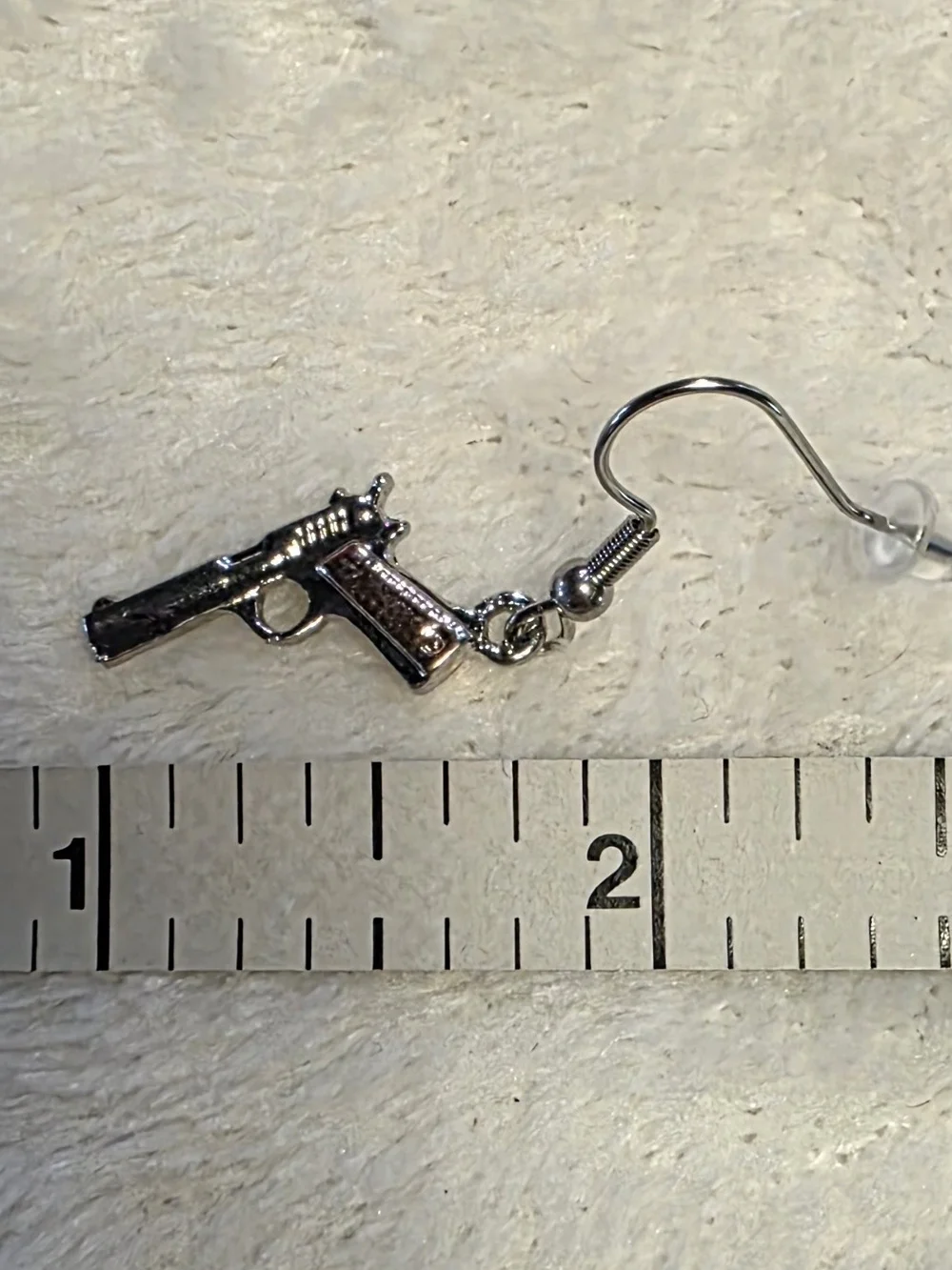 Silver Pistol Gun Dangle Earrings
